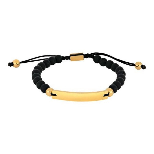 Son of Noa herrearmbånd fra Nordahl Andersen med sort onyx og forgyldt stål, justerbart 19–25 cm.
